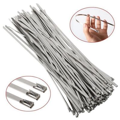 304 Stainless Steel Metal Cable Zip Ties Wraps Exhaust Silver 4.6mmx250mm