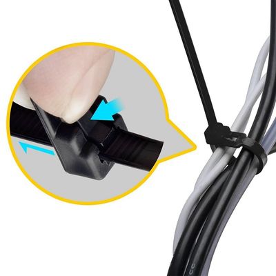 Plastic Nylon Cable Ties Reusable Releasable 8 Inch Black Color 150x7.2mm